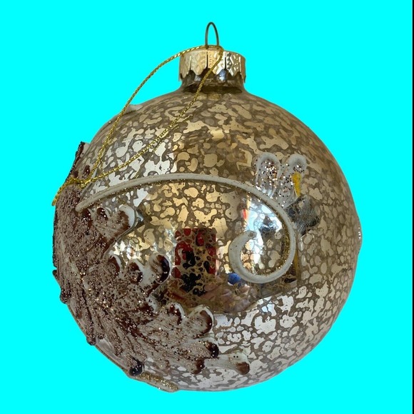 Dillard's Trimsetter Christmas Tree Ornament Glass Silver, Gold, Brown 3.5" - Picture 4 of 10